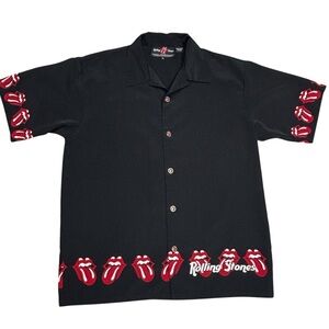 VTG 2004 Rolling Stones by Dragonfly Black Logo Cuffs Buttons & Hemline Shirt L